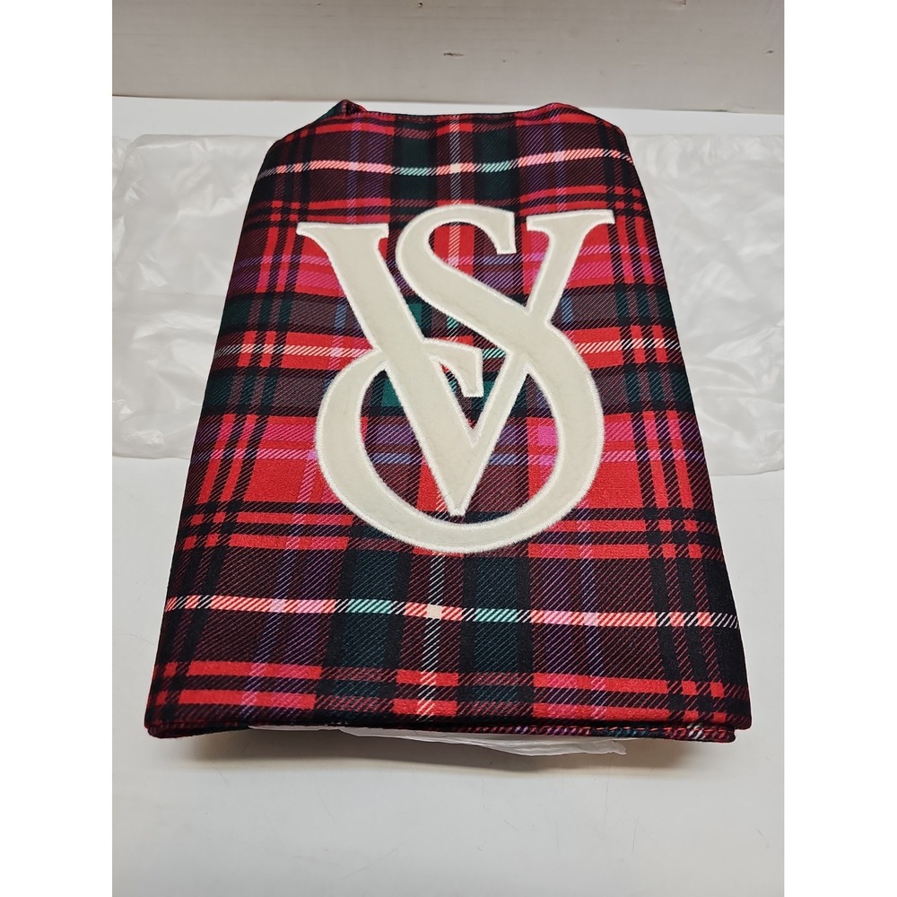New Victoria's Secret Christmas Tote Bag Tartan Plaid Sherpa Limited Edition